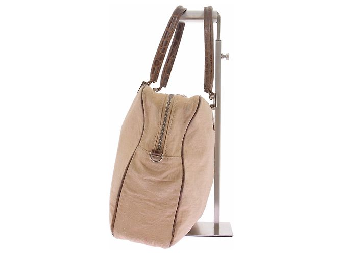 Fendi Canvas Tasche Beige mit Krokodilledetails - Ansicht 3