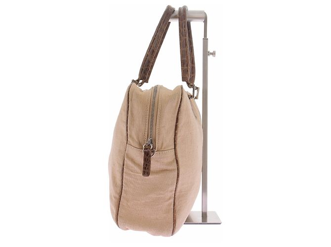Fendi Canvas Tasche Beige mit Krokodilledetails - Ansicht 4