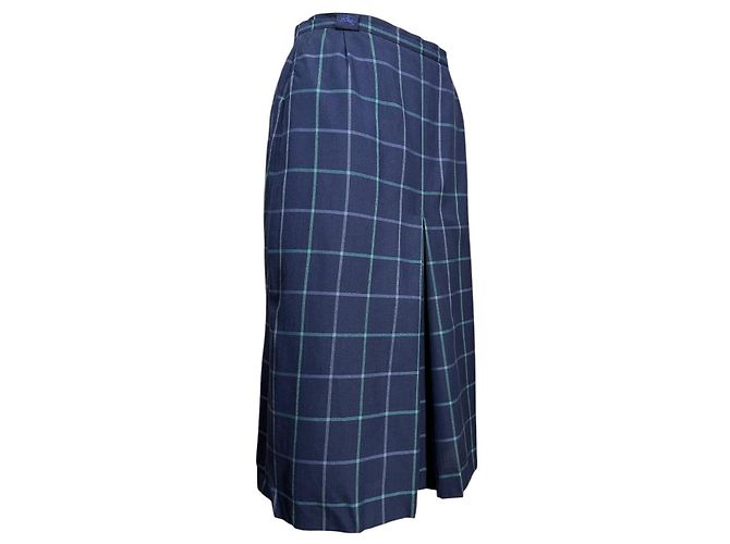 Falda Burberry de lana azul a cuadros - vista 2