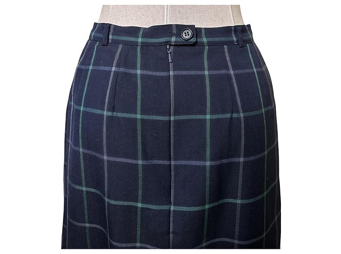 Falda Burberry de lana azul a cuadros - vista 4