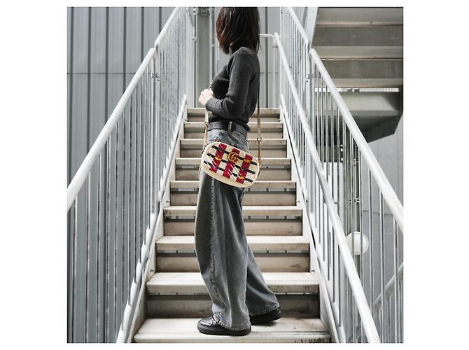 Borsa a Spalla Gucci GG Marmont Multicolore - vista 14