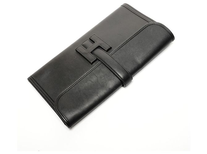 Clutch Hermès Jige Elan 29 in pelle Swift nera Nero - vista 8