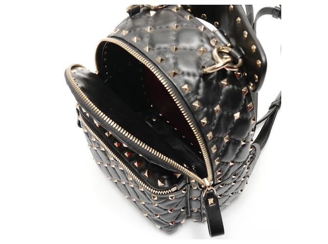 Zaino in pelle nera con borchie Valentino Nero - vista 11