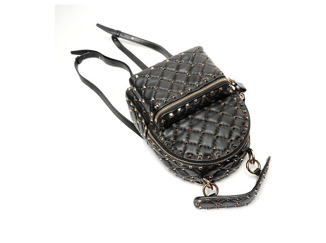 Zaino in pelle nera con borchie Valentino Nero - vista 8
