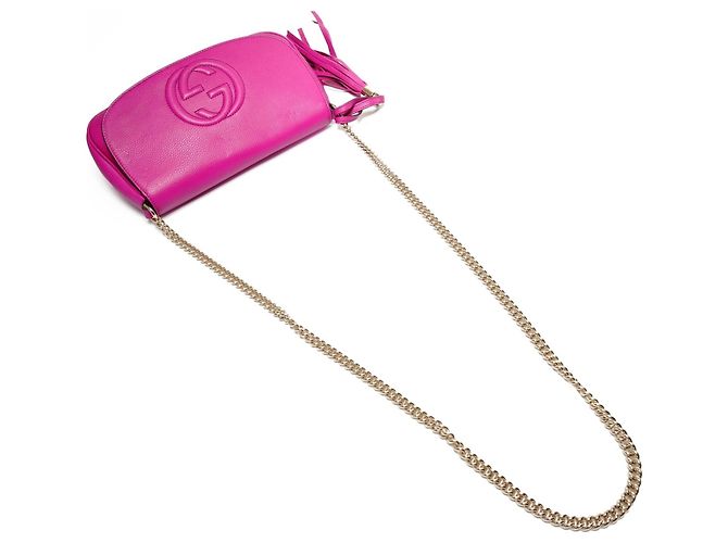 Borsa a Spalla Gucci Soho G-Stitch con Frange Rosa - vista 8