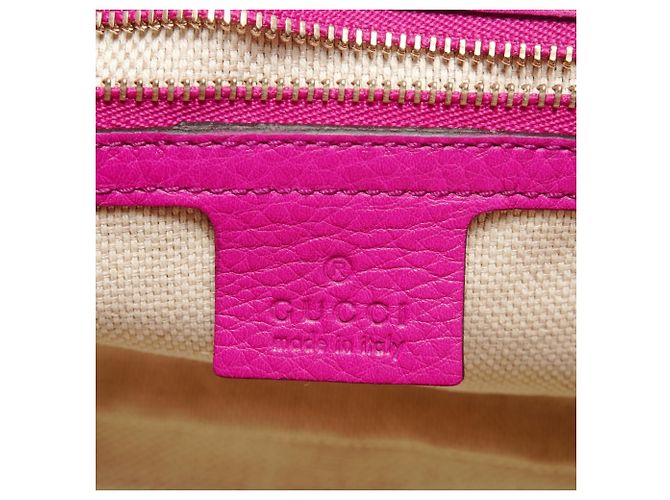 Borsa a Spalla Gucci Soho G-Stitch con Frange Rosa - vista 9