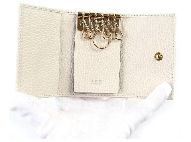 Gucci 456118 Double G Leder-Schlüsselcase in Hellbeige - Ansicht 6