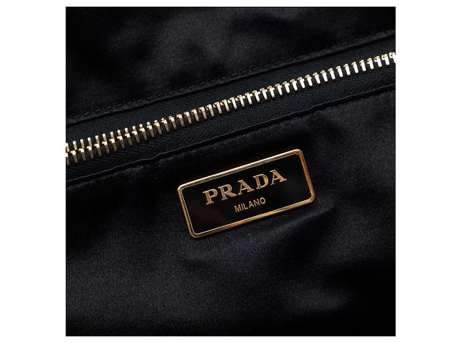 Borsa tote Prada in satin a righe paillettate marrone Bronzo - vista 5