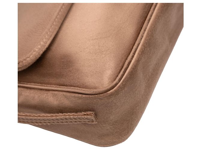Balenciaga Braune abgenutzte Satin Leopolda Pochette Hellbraun - Ansicht 7