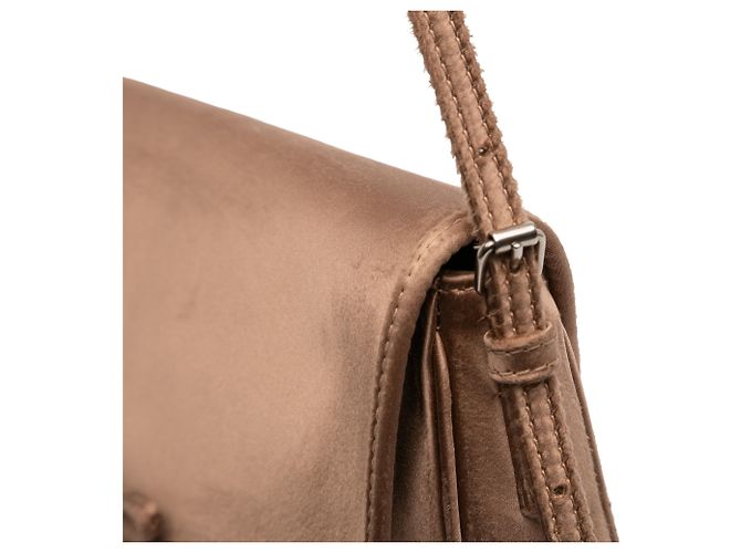 Balenciaga Braune abgenutzte Satin Leopolda Pochette Hellbraun - Ansicht 9