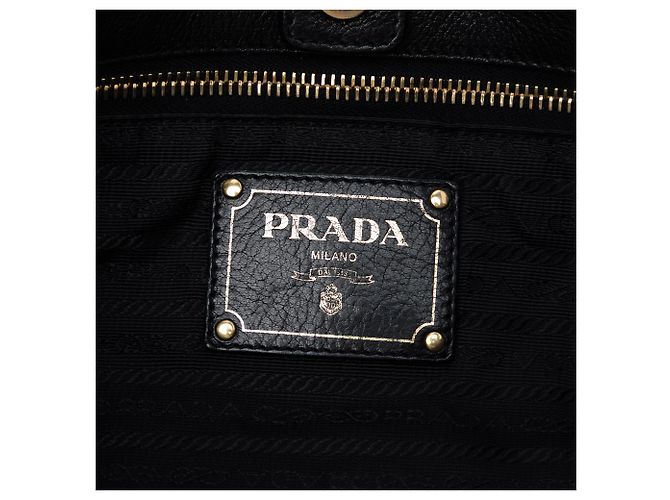 Prada Black Tessuto Whipstitched Logo Oro Tassel Satchel - view 5