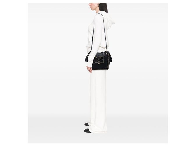 Prada Black Tessuto Whipstitched Logo Oro Tassel Satchel - view 6