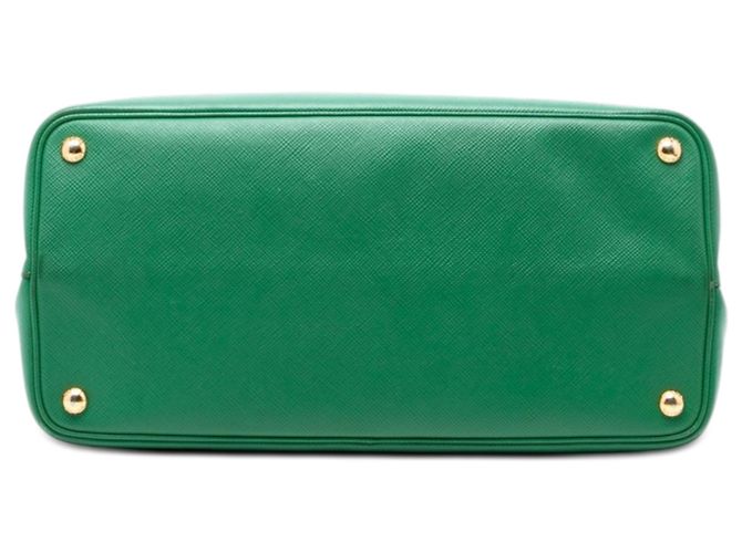 Prada Borsa doppia media in pelle Saffiano verde - vista 3