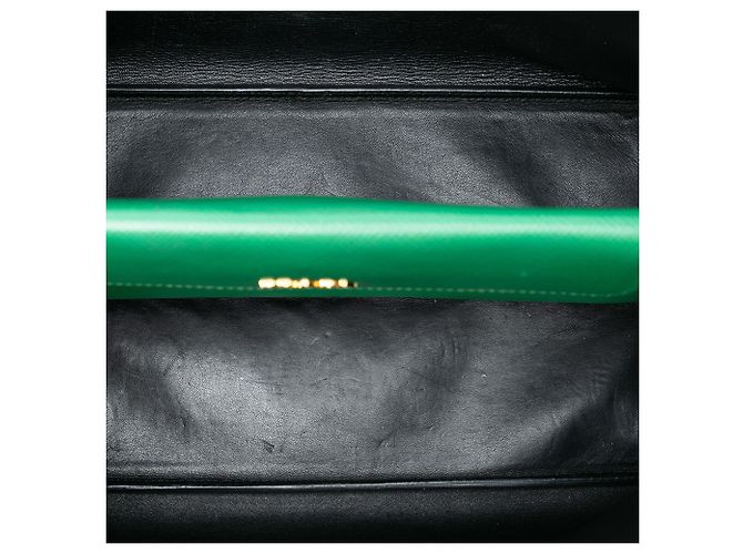 Prada Borsa doppia media in pelle Saffiano verde - vista 4