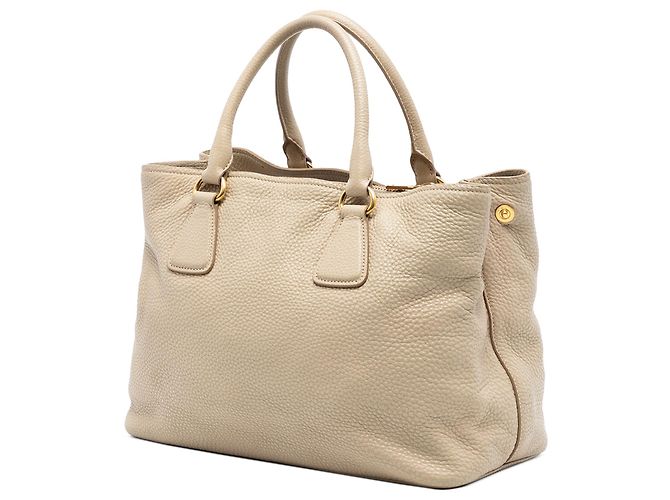 Prada Braune Vitello Daino Offene Umhängetasche Beige - Ansicht 2