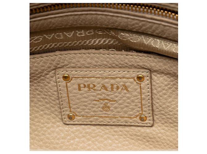 Prada Braune Vitello Daino Offene Umhängetasche Beige - Ansicht 5