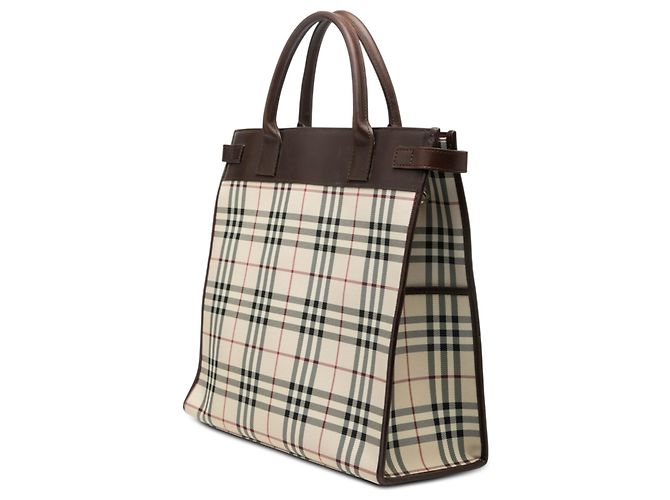Borsa tote convertibile in tela a quadri beige Burberry - vista 2