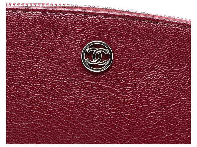 Neceser cosmético de piel de ternera roja CC de Chanel Burdeos - vista 5