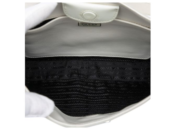 Borsa a tracolla Cleo in pelle Spazzolato bianca Prada Bianco - vista 4