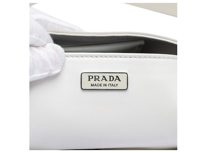 Borsa a tracolla Cleo in pelle Spazzolato bianca Prada Bianco - vista 5