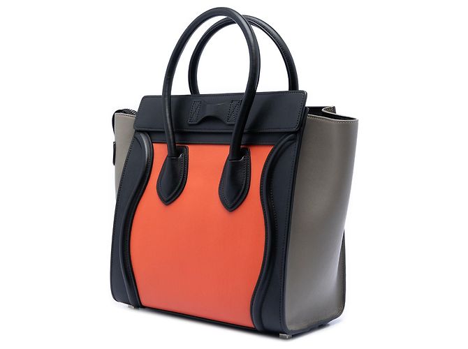 Luggage Céline Celine Arancione Micro Tricolor Borsa da Viaggio in Pelle - vista 2