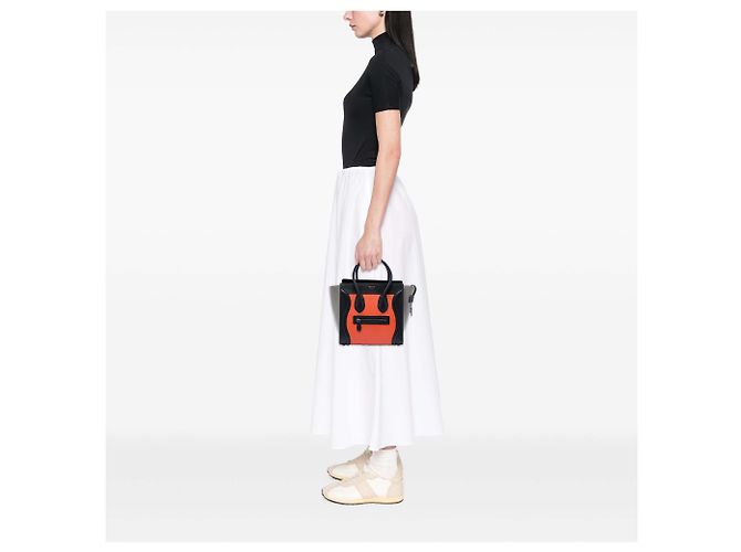 Luggage Céline Celine Arancione Micro Tricolor Borsa da Viaggio in Pelle - vista 7