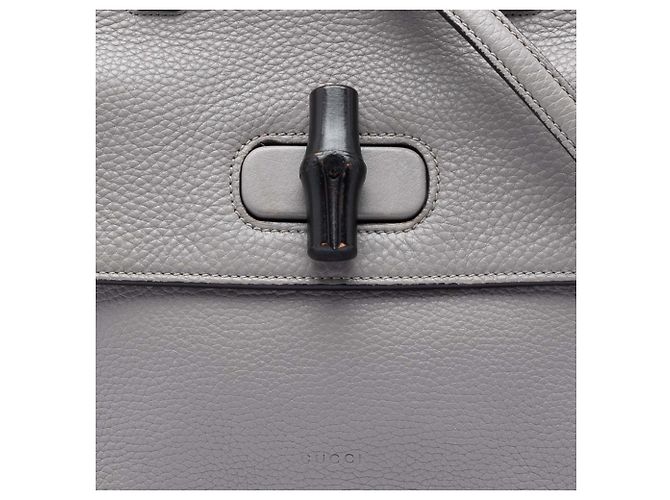 Bamboo Borsa quotidiana piccola in pelle grigia con bambù Gucci Marrone - vista 6
