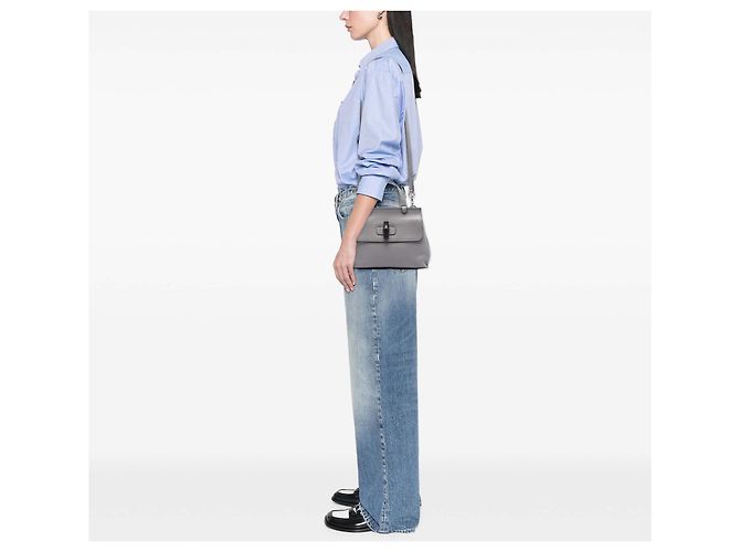 Bamboo Borsa quotidiana piccola in pelle grigia con bambù Gucci Marrone - vista 7