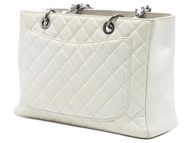 Chanel Weißer Kaviar Große Einkaufstasche - Ansicht 2