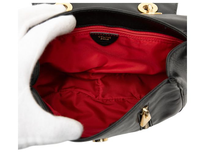 Céline Borsa a tracolla in pelle nera con occhielli Celine Nero - vista 4