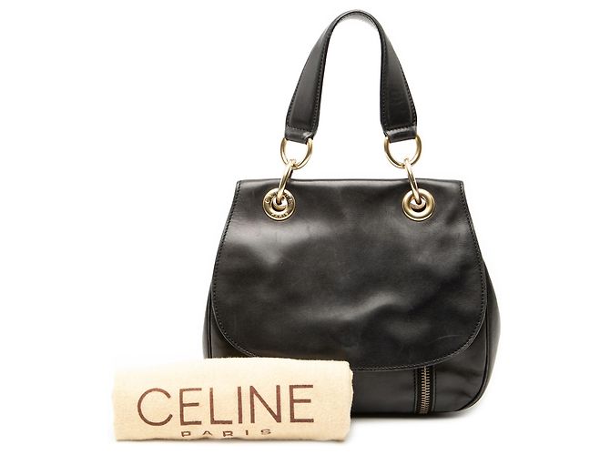 Céline Borsa a tracolla in pelle nera con occhielli Celine Nero - vista 7
