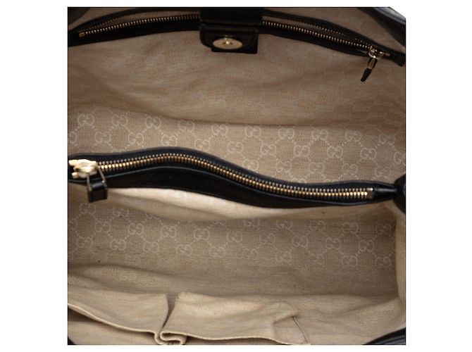 Bolsa Tote Diana Média em Couro Preto com Bambu Gucci - vista 4