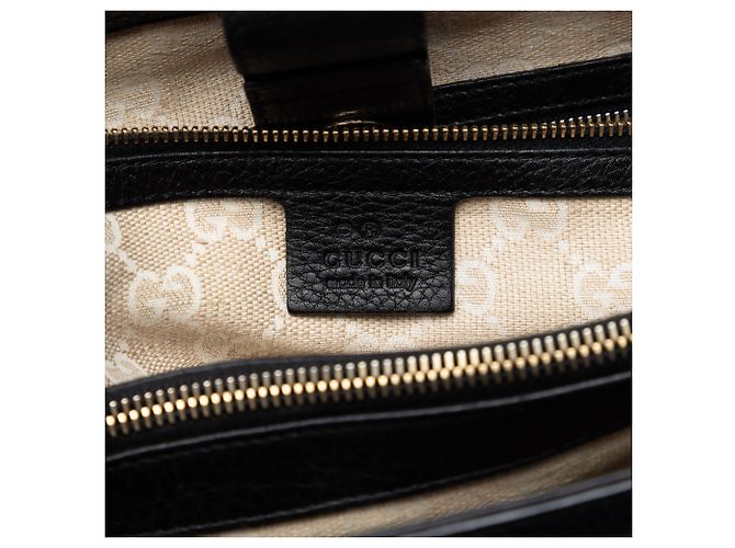 Bolsa Tote Diana Média em Couro Preto com Bambu Gucci - vista 5