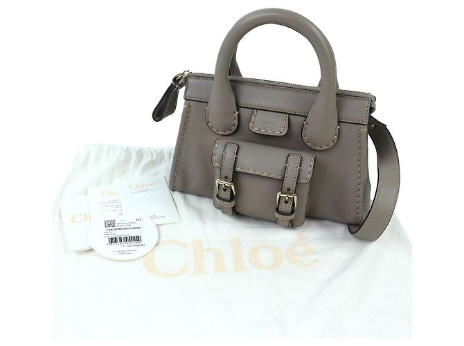 Chloé Edith Mini Borsa - Borsa in pelle grigia Marrone - vista 2