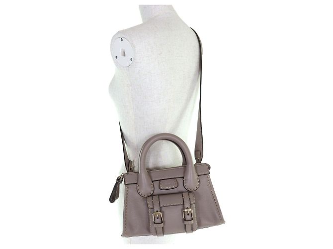 Chloé Edith Mini Borsa - Borsa in pelle grigia Marrone - vista 8