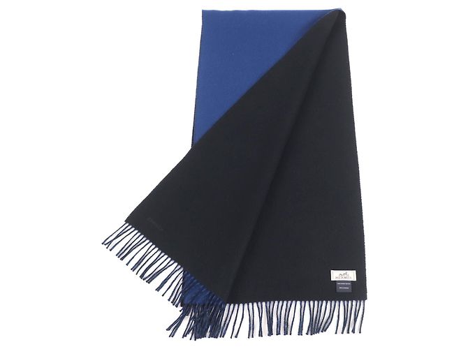Hermès Stola in cashmere HERMES in Oceano Marino Blu - vista 3