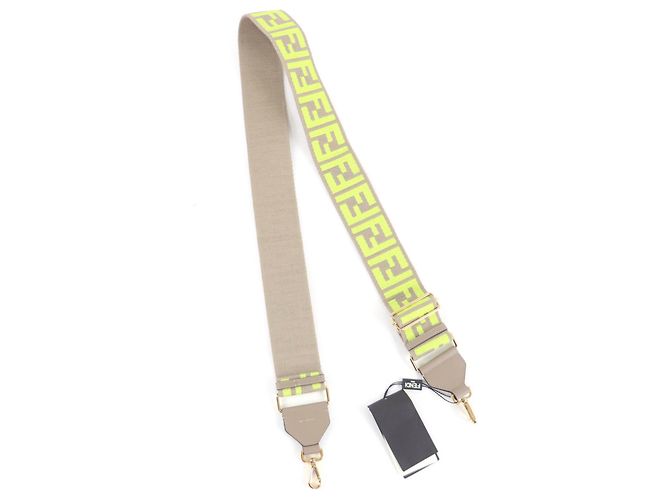 Fendi Zucca Pattern Canvas and Leather Shoulder Strap Brown Yellow - view 2