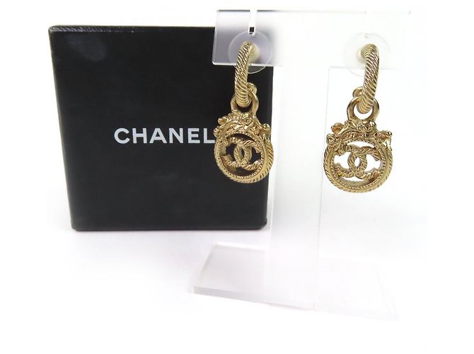 CHANEL Vintage 05A Coco Mark Seil-Dreh-Schaukelohrringe Golden - Ansicht 2