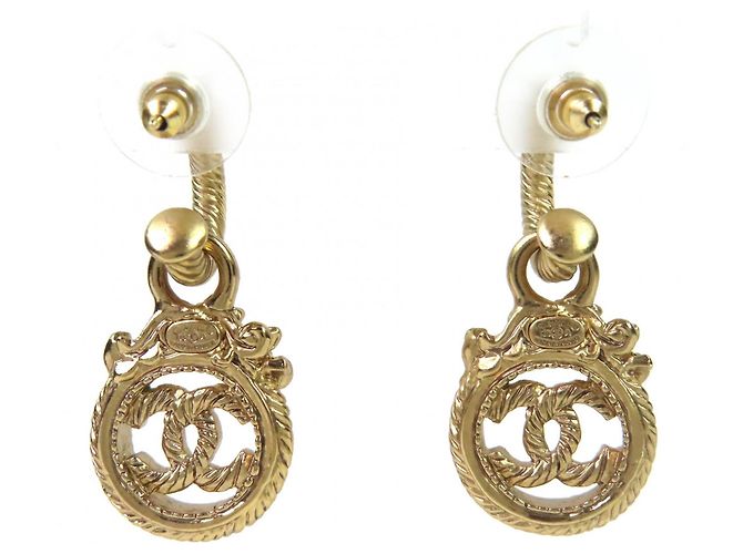 CHANEL Vintage 05A Coco Mark Seil-Dreh-Schaukelohrringe Golden - Ansicht 4