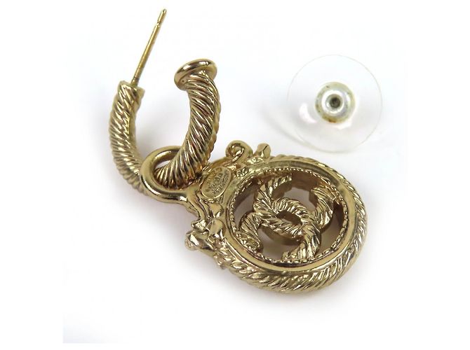 CHANEL Vintage 05A Coco Mark Seil-Dreh-Schaukelohrringe Golden - Ansicht 5
