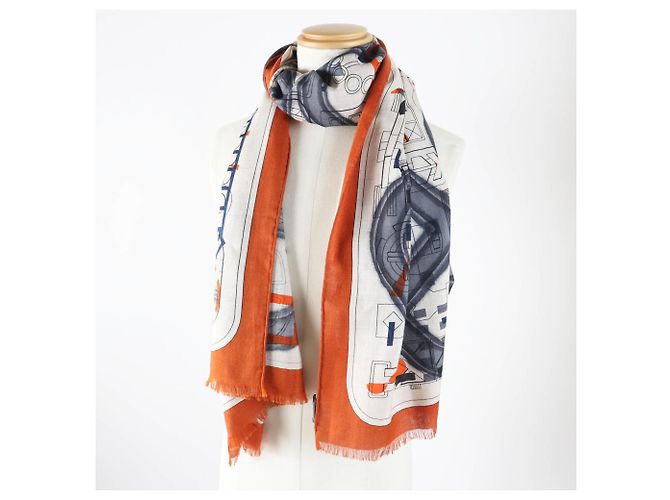 Hermès Hermes Cashmere Silk Stole Orange - view 5