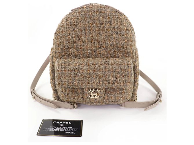 Chanel Coco Mark Turnlock Matelassé Tweed Schultertasche Braun - Ansicht 2