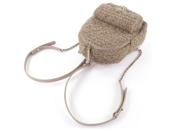 Chanel Coco Mark Turnlock Matelassé Tweed Schultertasche Braun - Ansicht 5