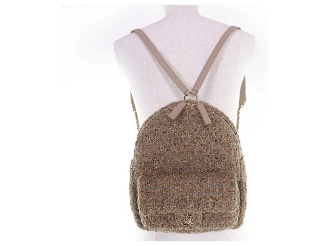 Chanel Coco Mark Turnlock Matelassé Tweed Schultertasche Braun - Ansicht 7