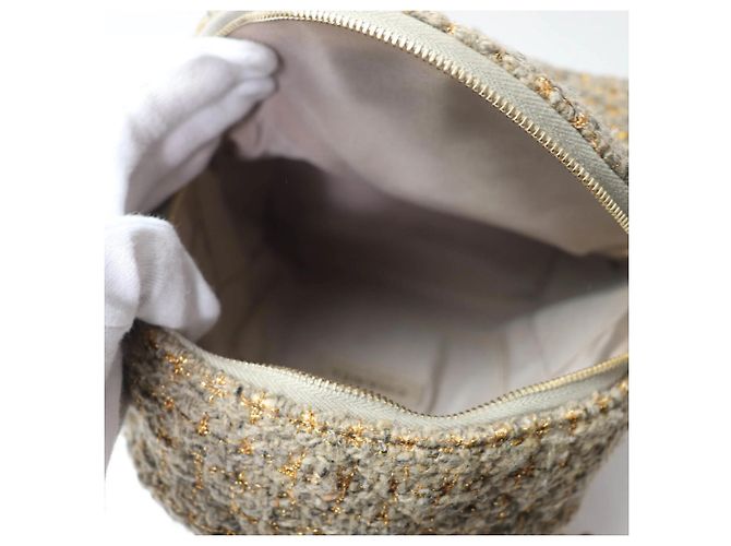 Chanel Coco Mark Turnlock Matelassé Tweed Schultertasche Braun - Ansicht 8