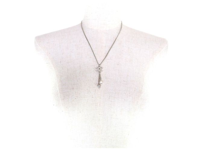 Collana in perle finte con strass Coco Mark F25C di Chanel Argento - vista 3