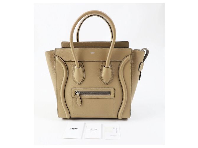 Céline Borsa a mano Celine 18979 Luggage Micro Shopper Beige - vista 2