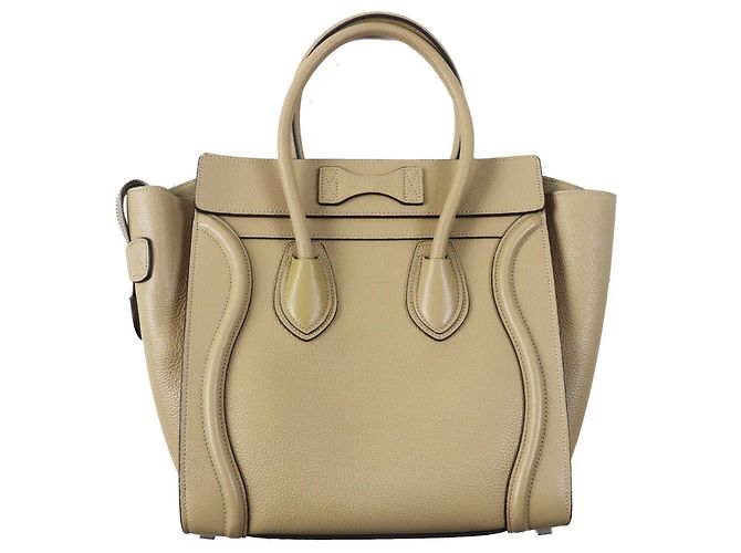 Céline Borsa a mano Celine 18979 Luggage Micro Shopper Beige - vista 3