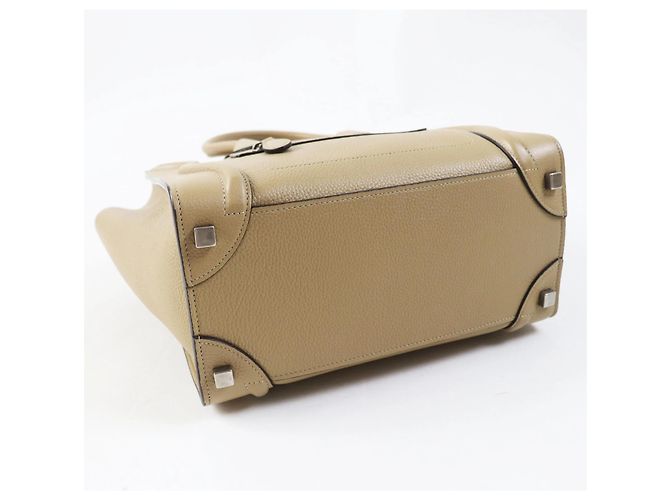 Céline Borsa a mano Celine 18979 Luggage Micro Shopper Beige - vista 5