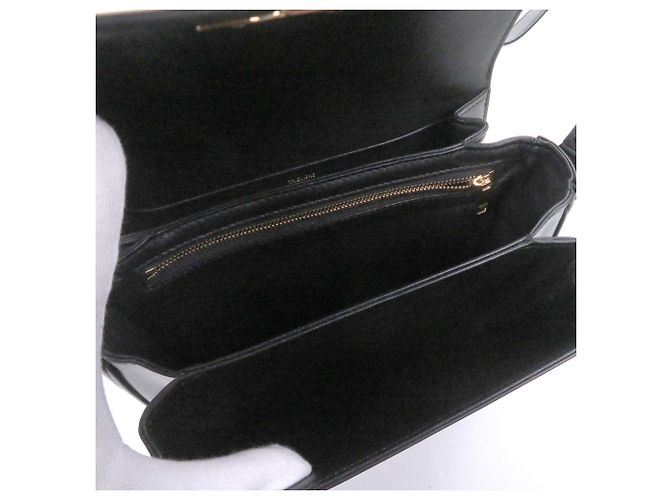 Céline Borsa a spalla Celine Teen in pelle di vitello lucida con hardware Triomphe Nero - vista 7